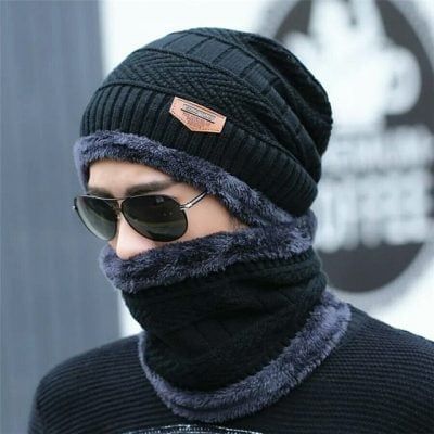 Woolen Beanie Cap Plus Neck Scarf | Warm & Snow Proof | Best Price in Pakistan original skincare product Pakistan مرکزی تصویر